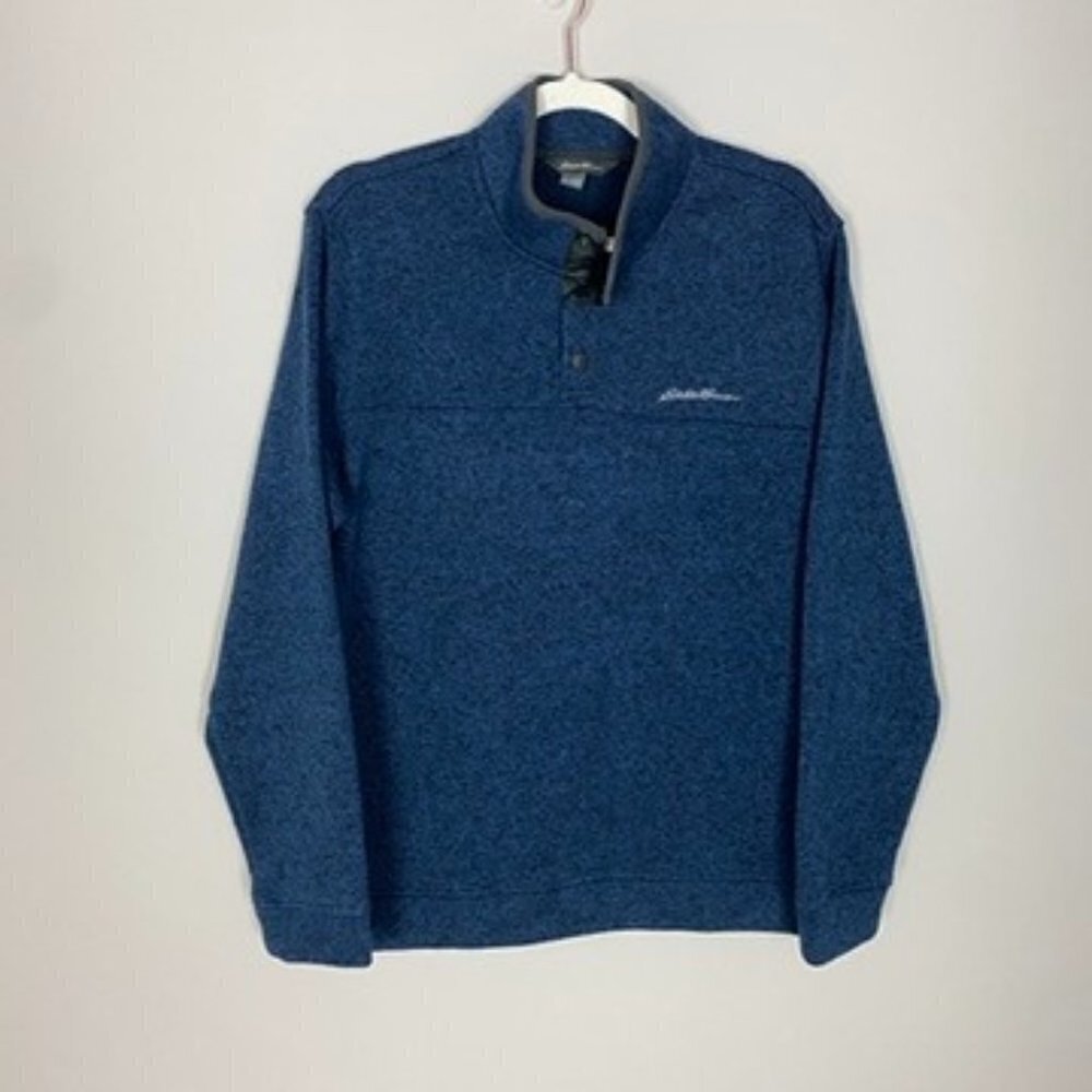 Eddie Bauer Men's Radiator Fleece Snap Mock Pullover Blue Size Large